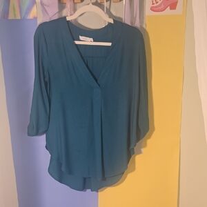 Teal V-Neck Women's Top